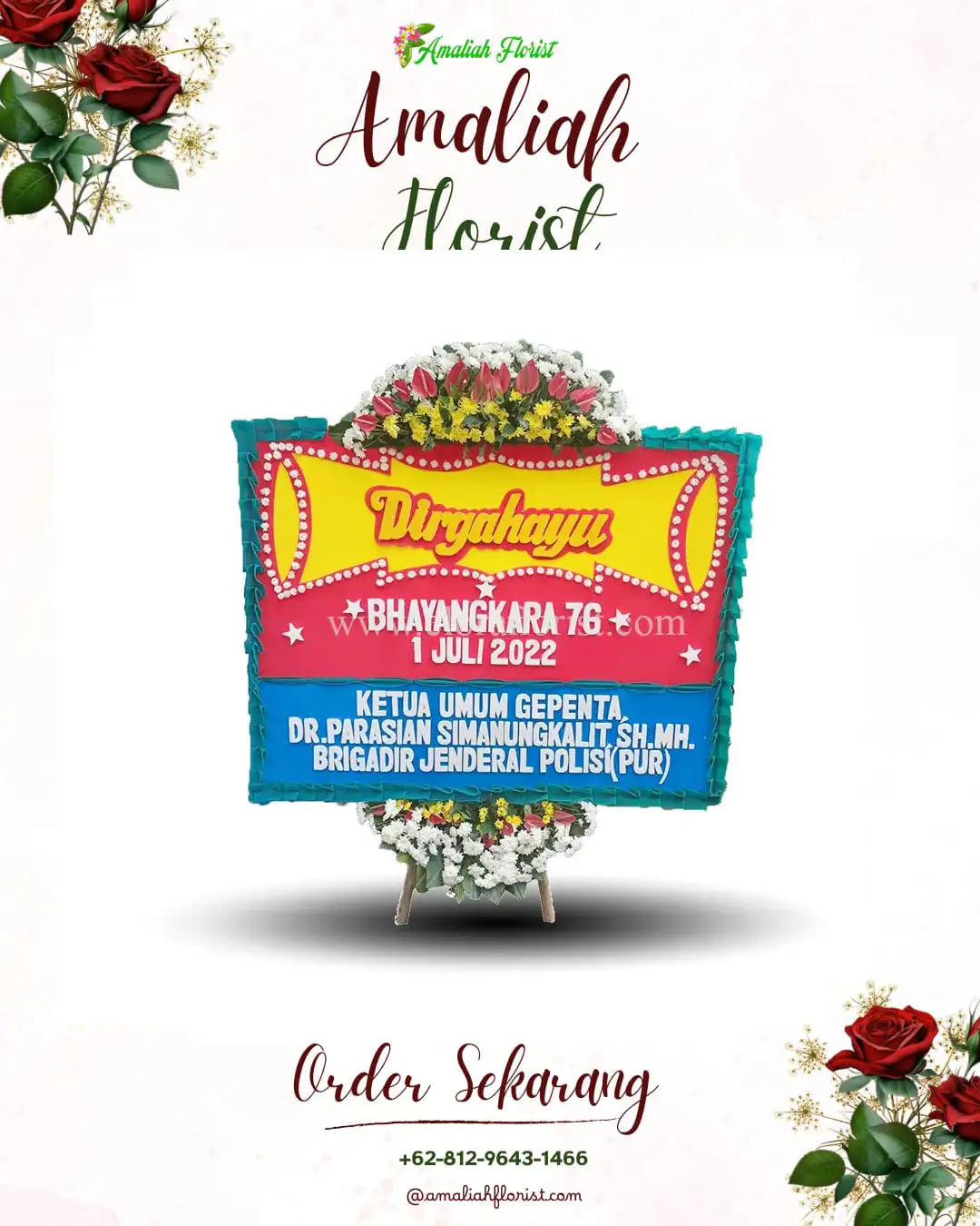 Papan Bunga HUT Ulang Tahun Larangan Indah